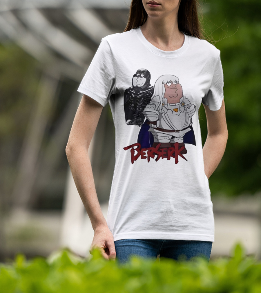 Peter Griffin Family Guy Berserk Crossover Meme Griffith Armor Guts Cosplay T-Shirt