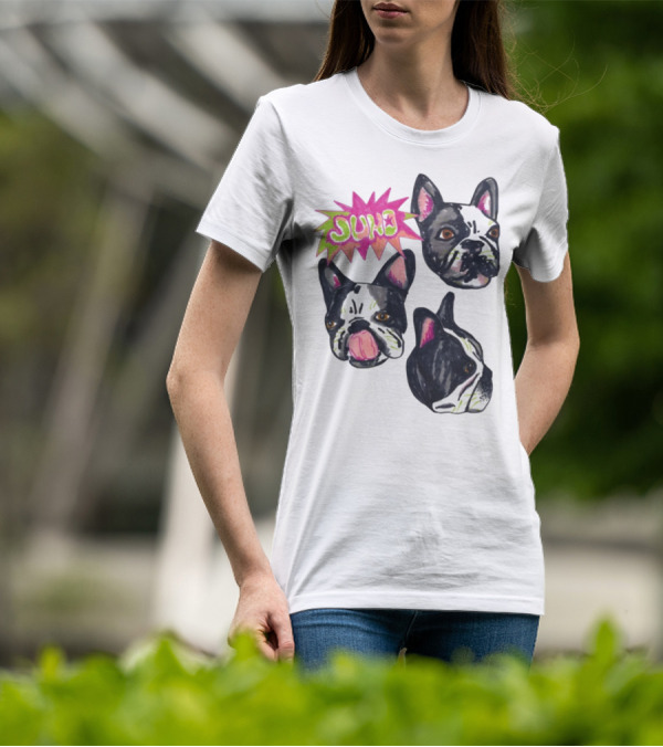 Kel Lauren Remi Wolf Juno Dog French Bulldog Faces T-Shirt