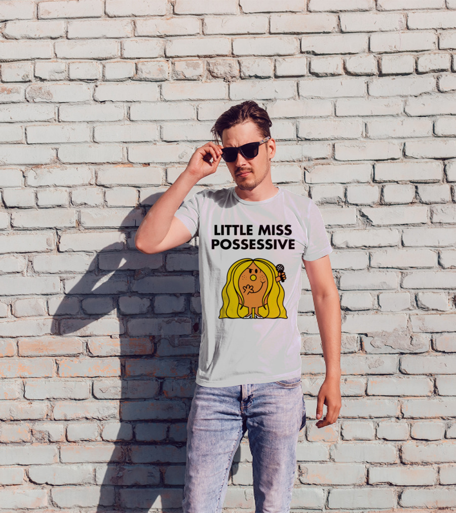 "Little Miss Possessive Character With Long Hair Holding Microphone" T-Shirt