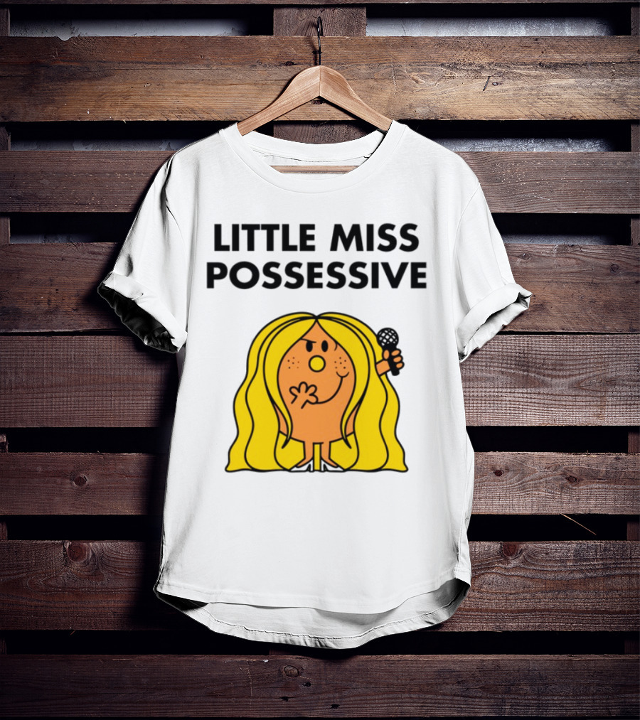 "Little Miss Possessive Character With Long Hair Holding Microphone" T-Shirt