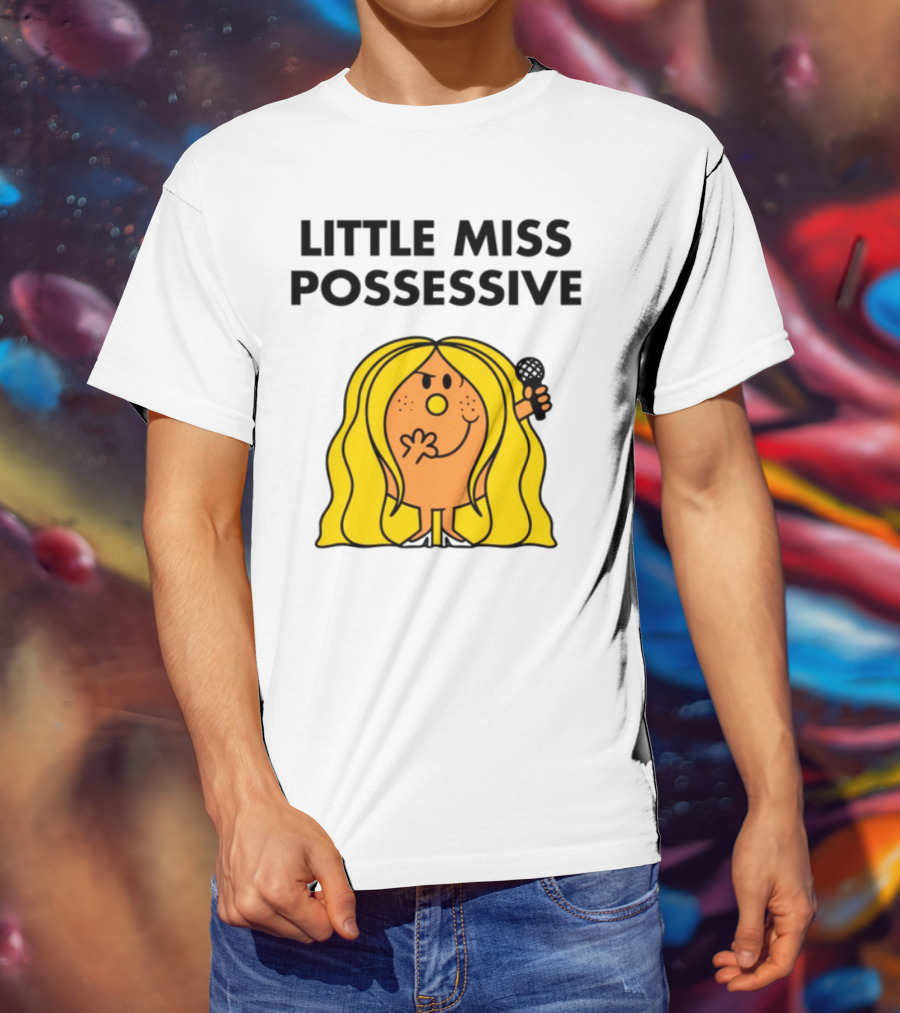 "Little Miss Possessive Character With Long Hair Holding Microphone" T-Shirt