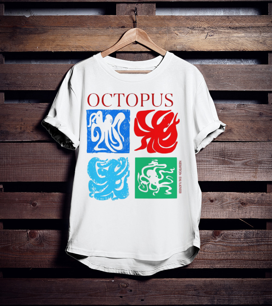 NewtonFaulkner Octopus Colorful Pop Art Quartet T-Shirt