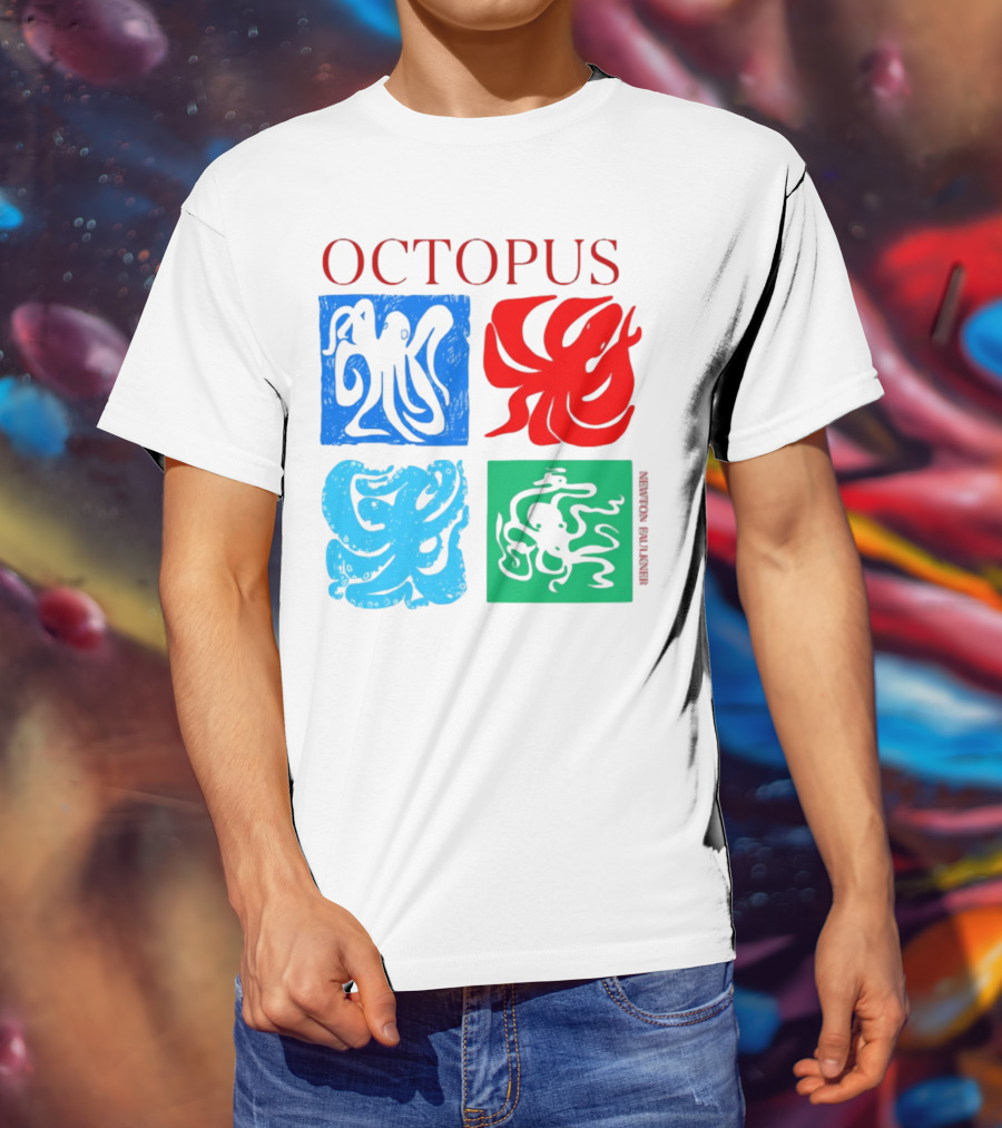 NewtonFaulkner Octopus Colorful Pop Art Quartet T-Shirt