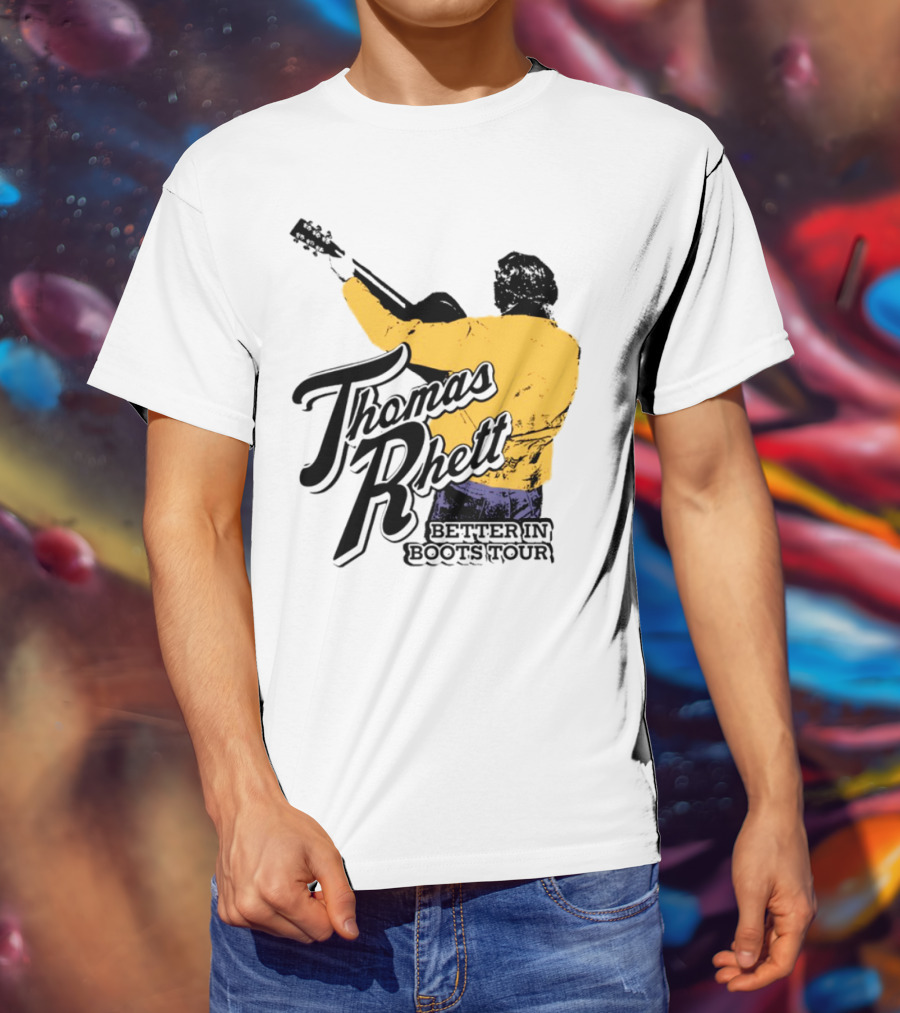 Thomas Rhett Better In Boots Retro Handgun Cowboy Boot Style T-Shirt