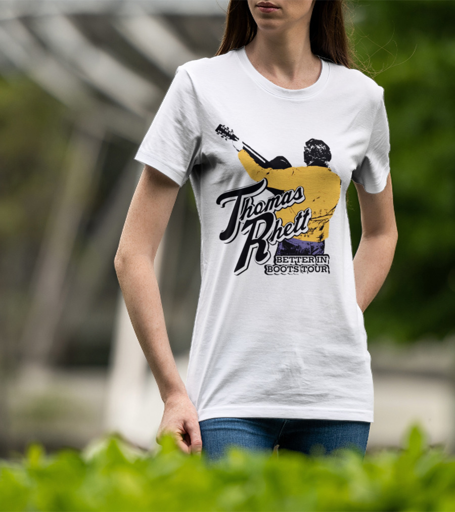 Thomas Rhett Better In Boots Retro Handgun Cowboy Boot Style T-Shirt
