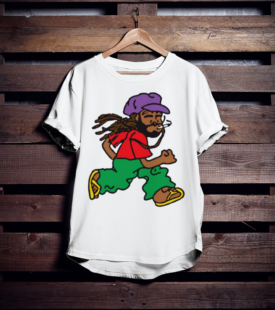 Amine Running Man Rastafarian Style Casual Character T-Shirt