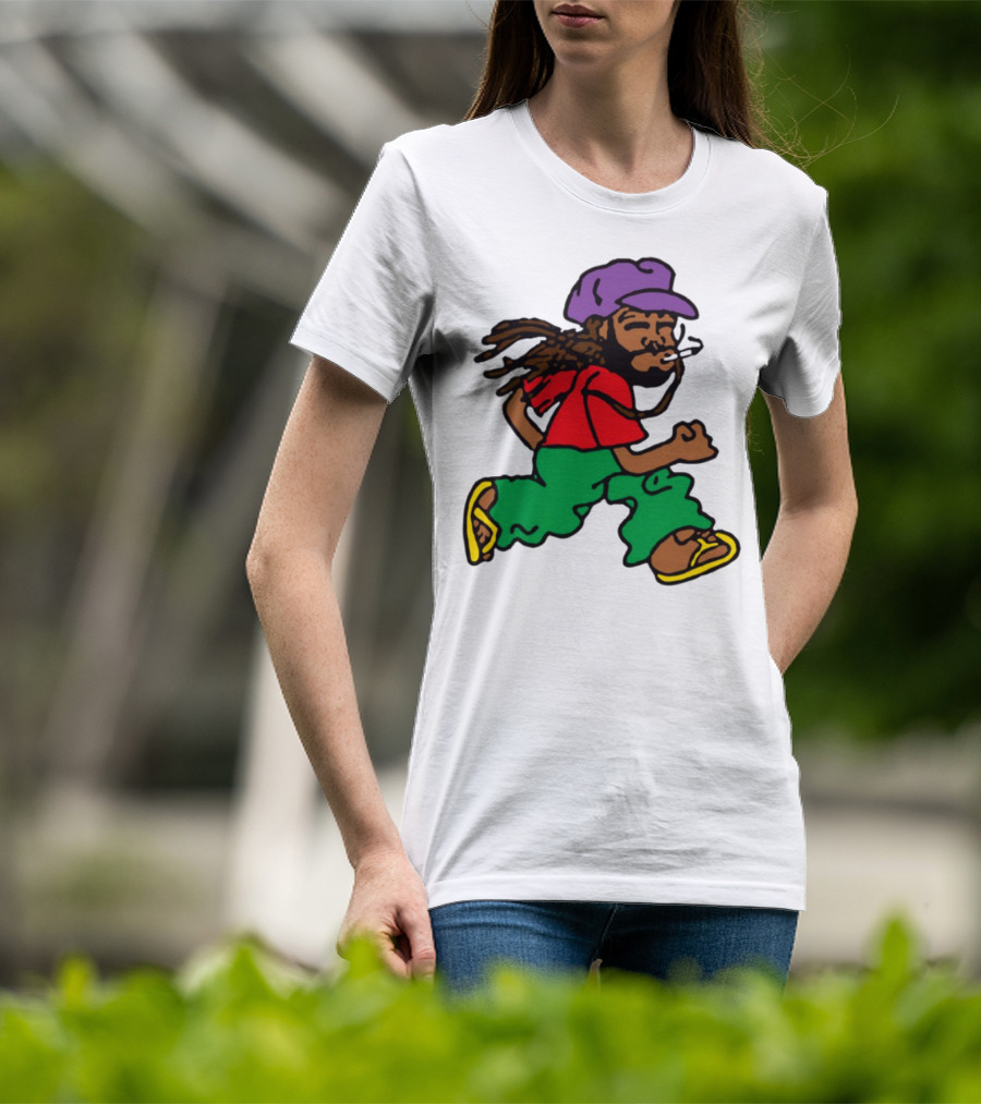 Amine Running Man Rastafarian Style Casual Character T-Shirt