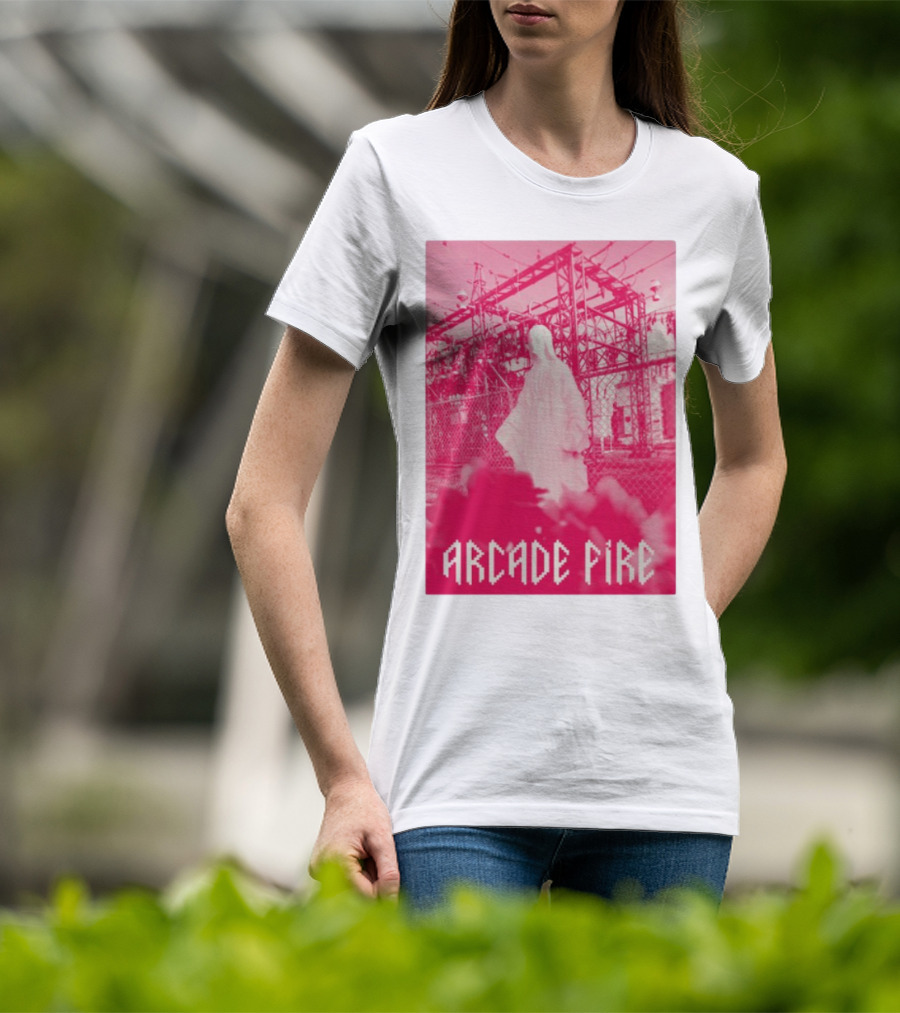 Arcade Fire Virgin Mary Statue Pink Power Station T-Shirt