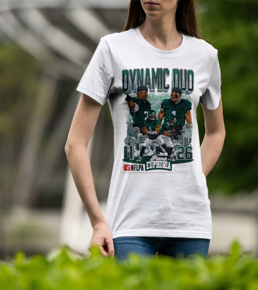 Jalen Hurts Saquon Barkley Dynamic Duo Philadelphia Eagles Planet Euphoria Neora 1 26 T-Shirt