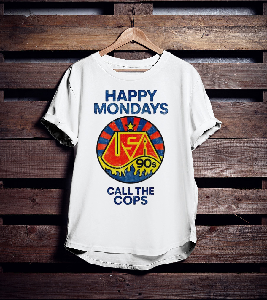 Happy Mondays USA 90s Call The Cops Starburst Retro T-Shirt