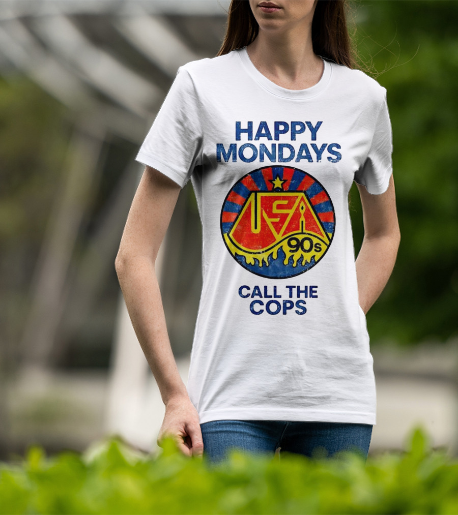 Happy Mondays USA 90s Call The Cops Starburst Retro T-Shirt