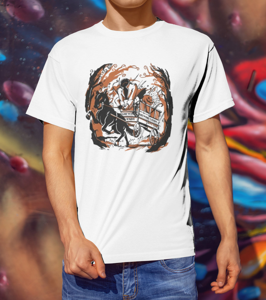 Headless Horseman Pumpkin Carriage Halloween Scene T-Shirt