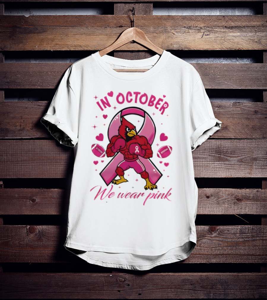 Louisville Cardinals In October We Wear Pink Tackle Cancer T-Shirt