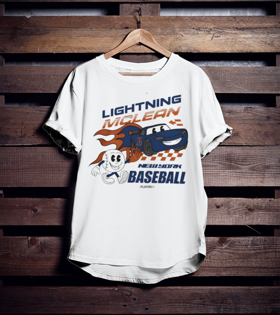 Lightning McLean New York Baseball 26 Cartoon Flame Racing T-Shirt