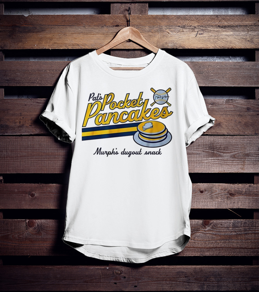 Pat’s Pocket Pancakes Murph’s Dugout Snack Pancake Stack Crossed Bats T-Shirt