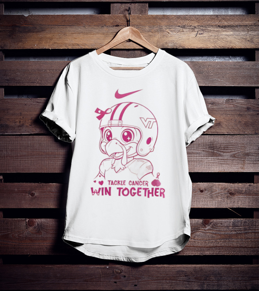 Nike VT Hokies Tackle Cancer Win Together In October We Wear Pink T-Shirt
