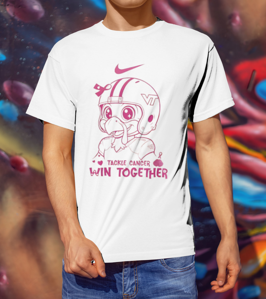 Nike VT Hokies Tackle Cancer Win Together In October We Wear Pink T-Shirt