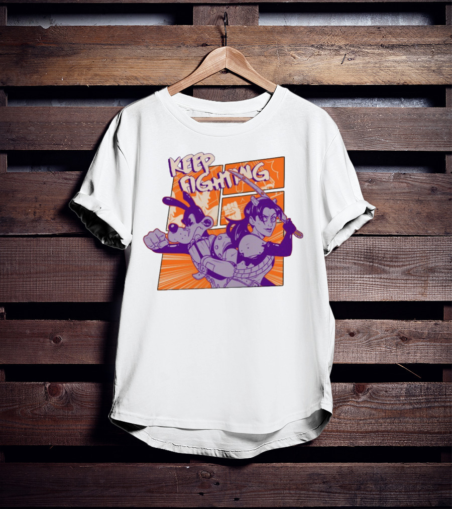 Keep Fighting Bendy Tom And Allison Art Print With Comic Style Action T-Shirt