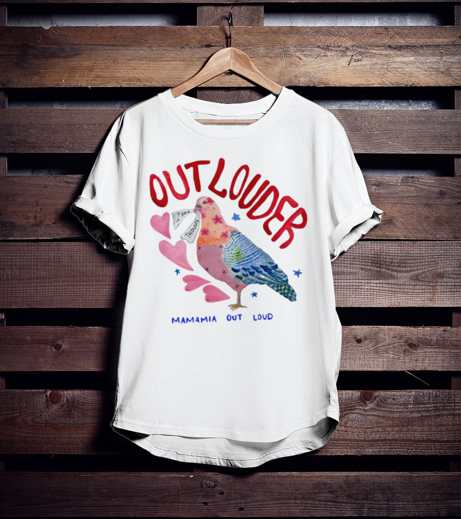 Mamamia Out Loud Outlouder Pigeon With Hearts And Stars T-Shirt