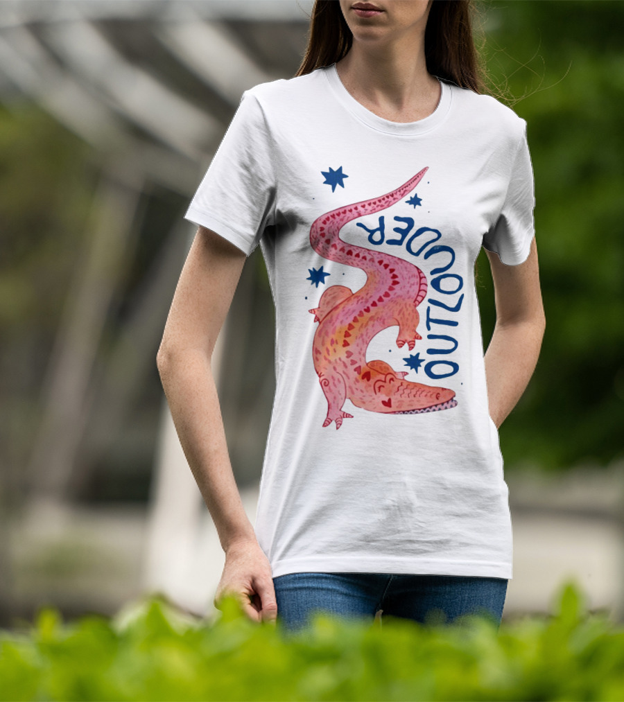Outlouder Croc Pink Crocodile And Blue Stars T-Shirt