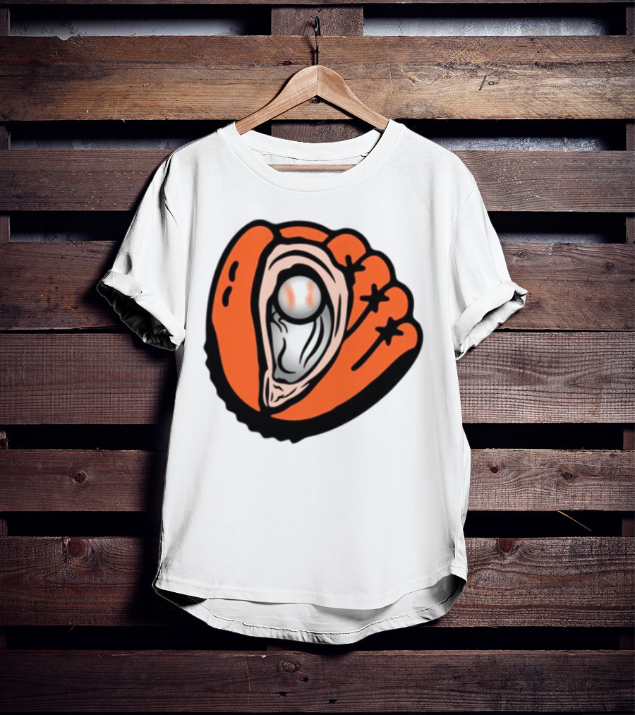 Chesapeake Oyster Catchers Baseball Glove And Pearl T-Shirt