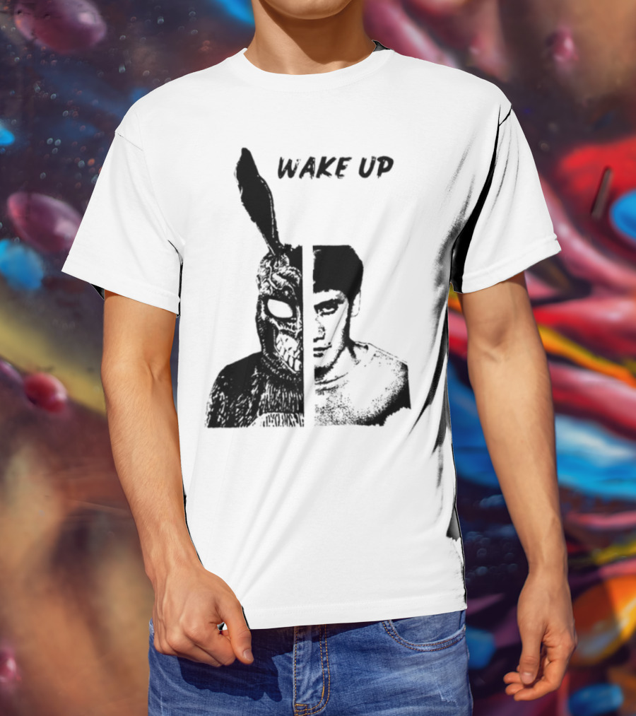 Donnie Darko Wake Up Split Face Frank And Donnie Portrait T-Shirt