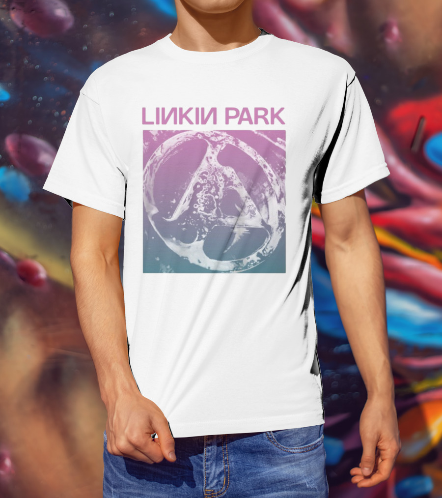 Linkin Park Fz Deluxe Gradient Drop Shoulder White T-Shirt