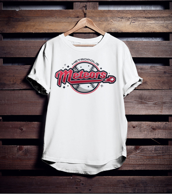 Metropolis Meteors Baseball Team Emblem Logo T-Shirt