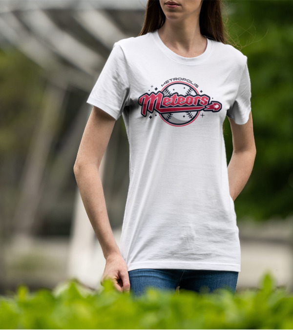 Metropolis Meteors Baseball Team Emblem Logo T-Shirt