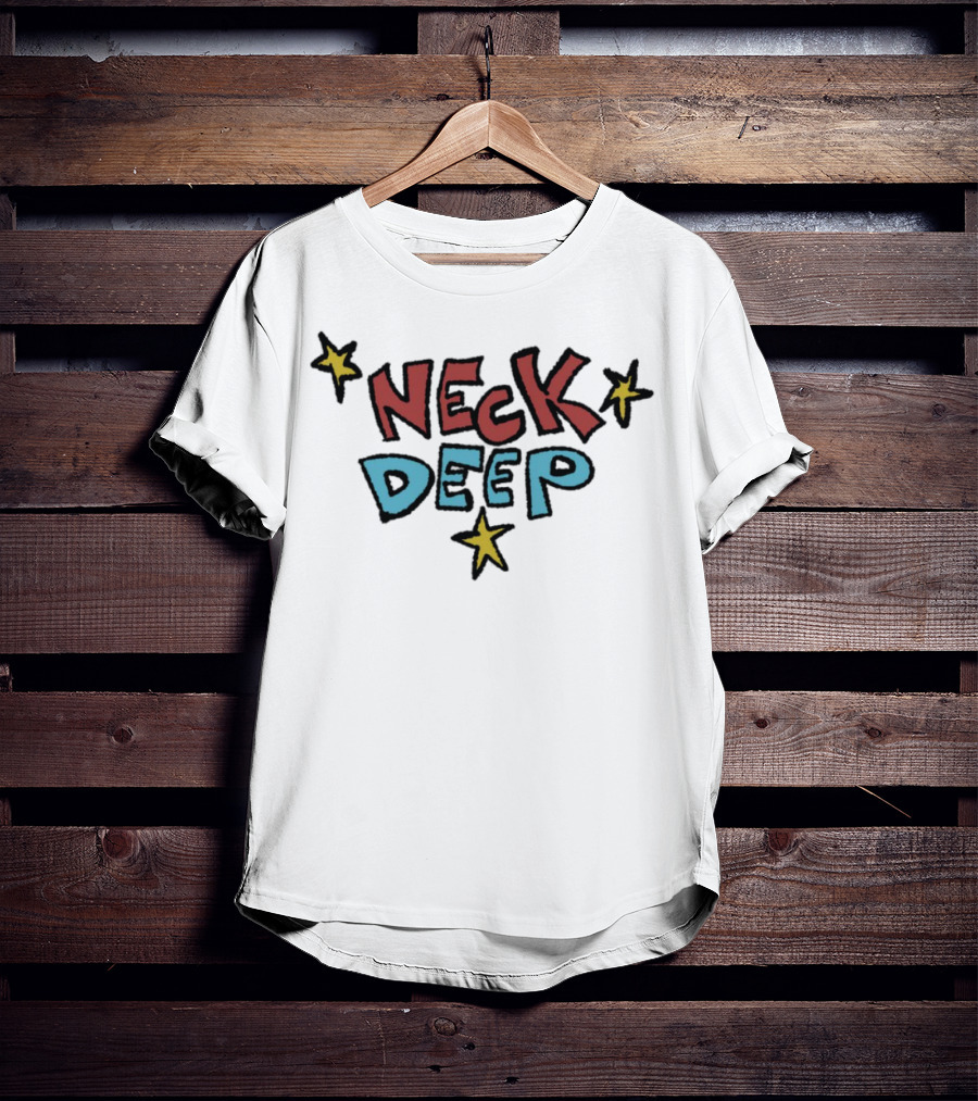 Neck Deep World Exclusive Stars Red Blue Text T-Shirt