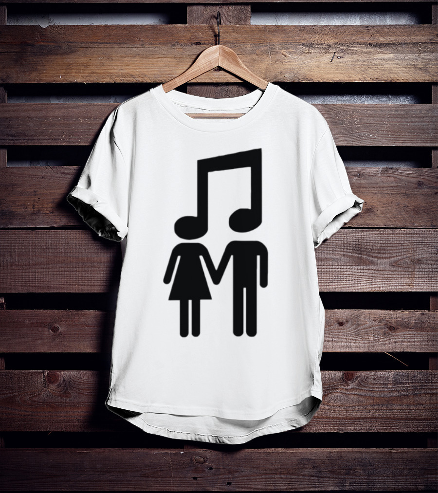 "Music Note Couple Holding Hands Symbol" T-Shirt