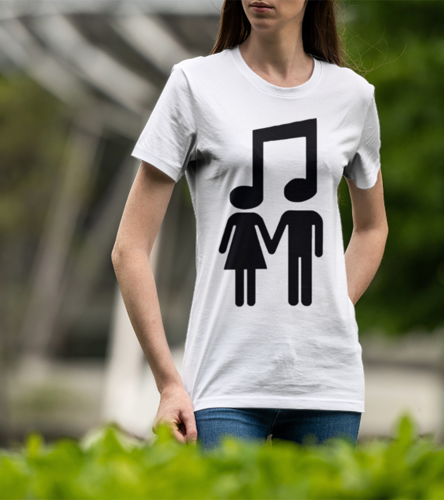 "Music Note Couple Holding Hands Symbol" T-Shirt