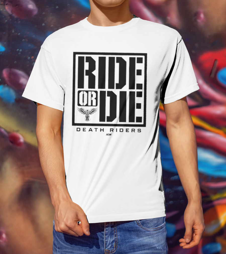 Death Riders Ride Or Die Skeleton Biker Gang AEW T-Shirt