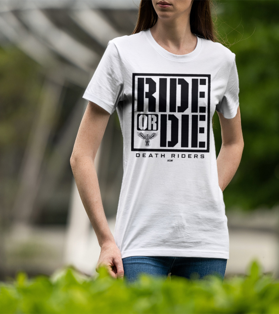 Death Riders Ride Or Die Skeleton Biker Gang AEW T-Shirt