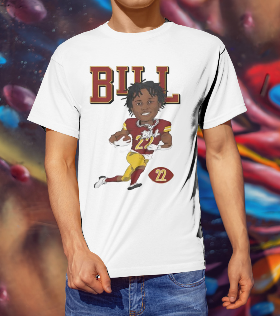 Jacory Bill Croskey Merritt Number 22 Football Player Illustration T-Shirt