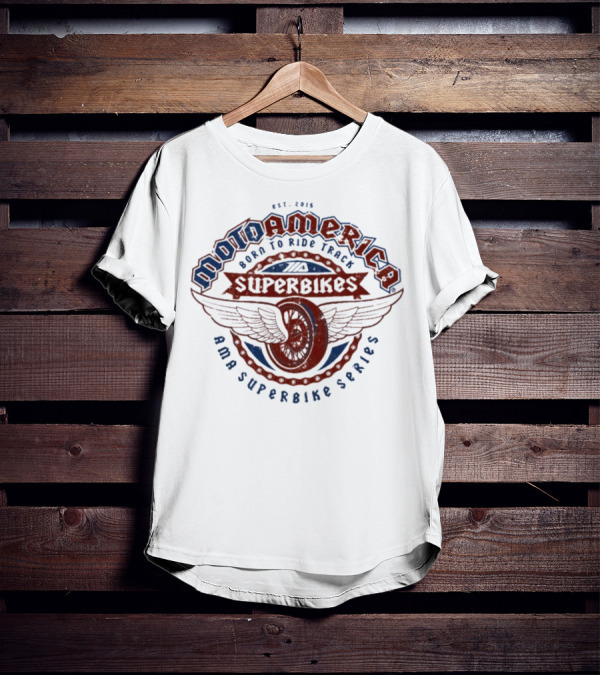 MotoAmerica Born To Ride Track AMA Superbikes Series Est 2015 Wings T-Shirt