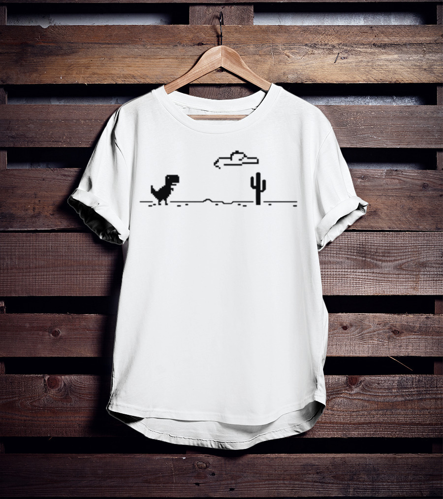 Offline Dinosaur Rex Cactus Game T-Shirt
