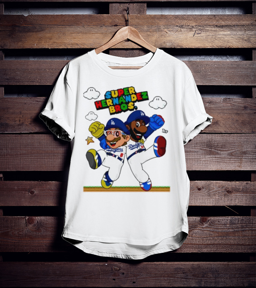 Super Hernández Bros Teoscar Kiké Let’s Go Dodgers Mario X Los Angeles Dodgers T-Shirt