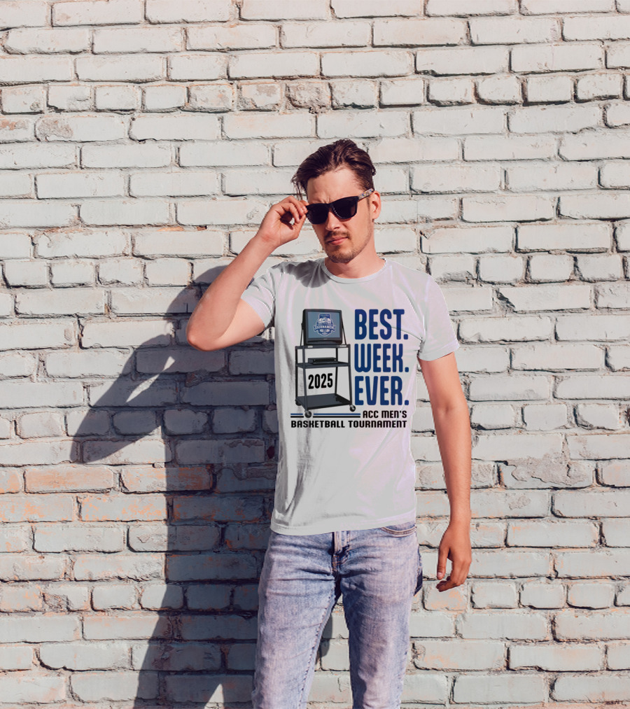 Best Week Ever 2025 ACC Men's Basketball Tournament Retro TV Display T-Shirt