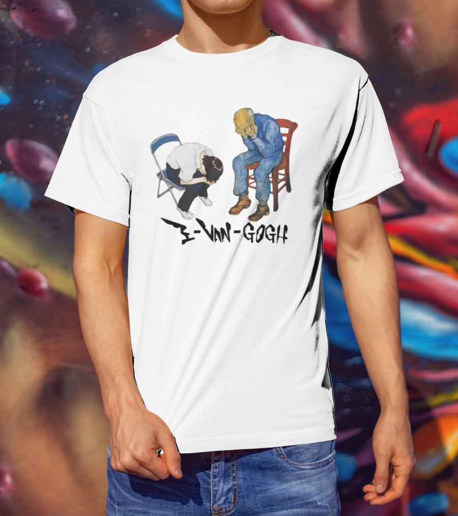 Evangogh Sadness Embrace Blue Figure Art Crossover T-Shirt