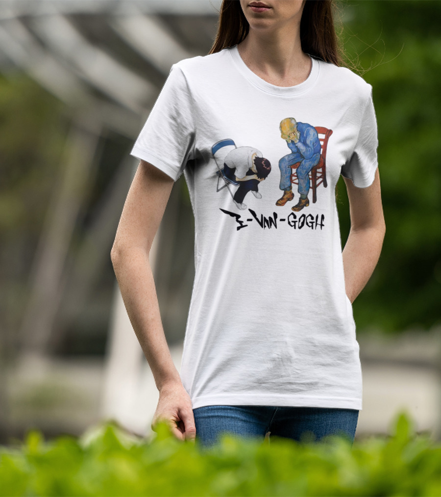 Evangogh Sadness Embrace Blue Figure Art Crossover T-Shirt