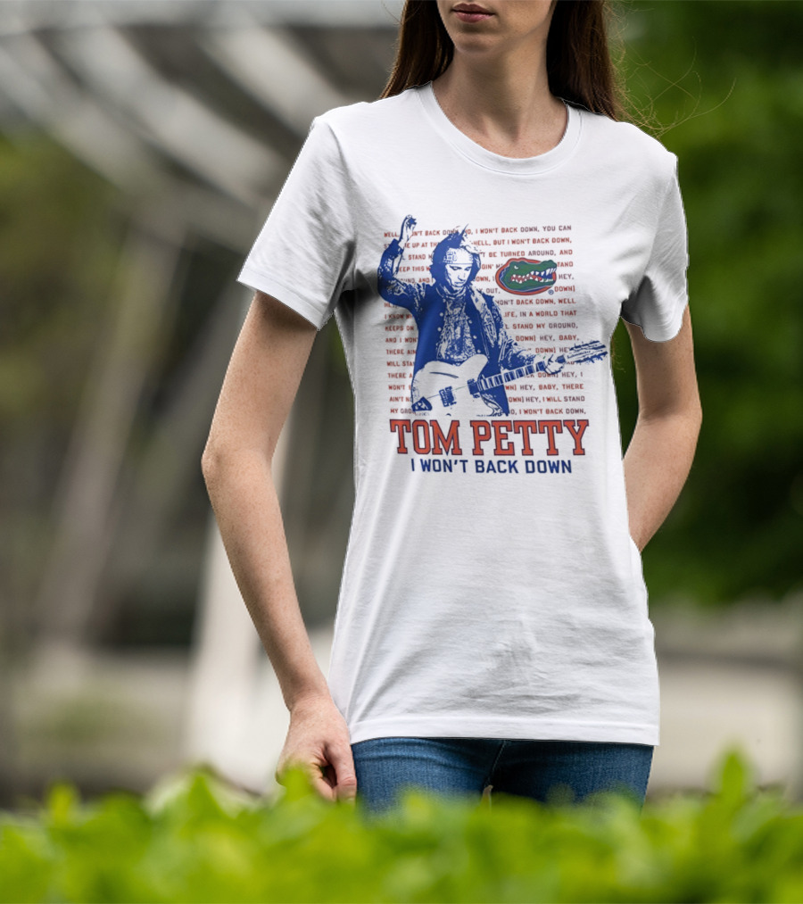 Florida Gators Tom Petty I Won't Back Down With Gator Logo T-Shirt