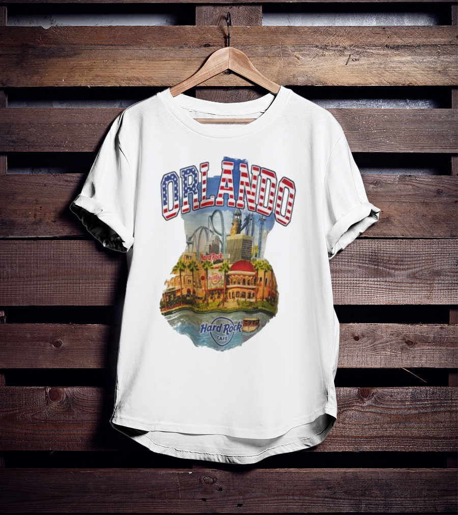 Hard Rock Cafe Orlando American Flag Skyline Roller T-Shirt