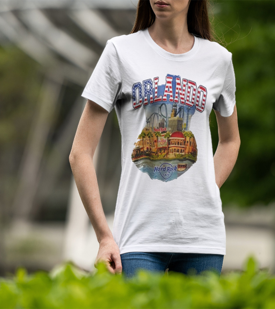 Hard Rock Cafe Orlando American Flag Skyline Roller T-Shirt