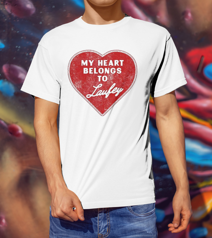 My Heart Belongs To Laufey Red Heart Patch T-Shirt