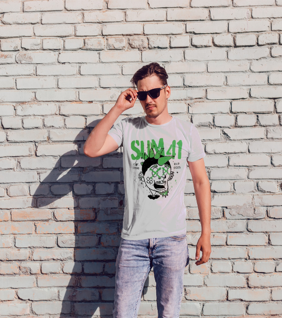 Sum41 St Patrick's Day Punk Skull Green Spikes T-Shirt