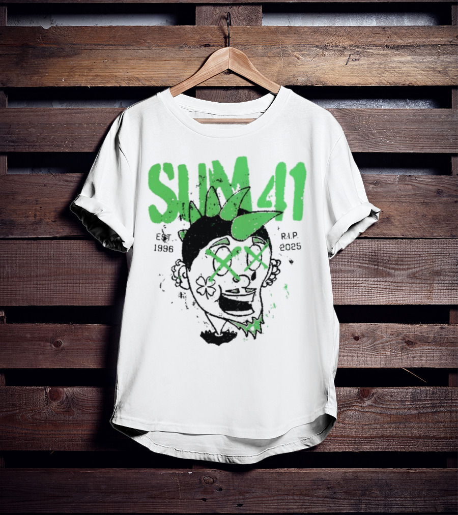 Sum41 St Patrick's Day Punk Skull Green Spikes T-Shirt