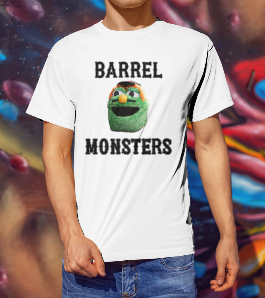 Barrel Monsters Wally Green Fur Mustache Baseball Hat T-Shirt