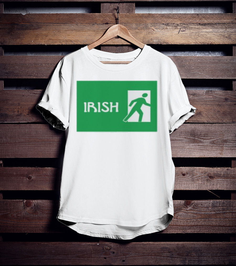 Emotionalclub Irish Exit Green Emergency Sign Style T-Shirt