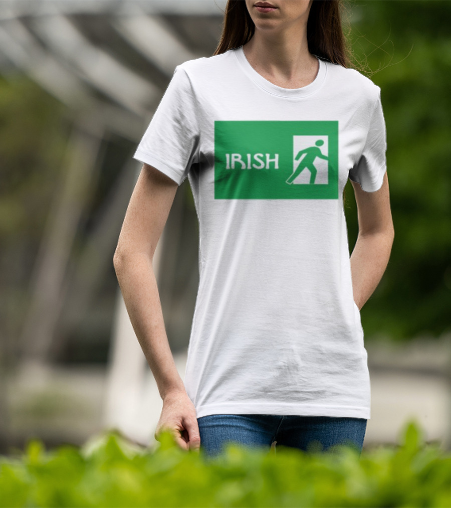 Emotionalclub Irish Exit Green Emergency Sign Style T-Shirt